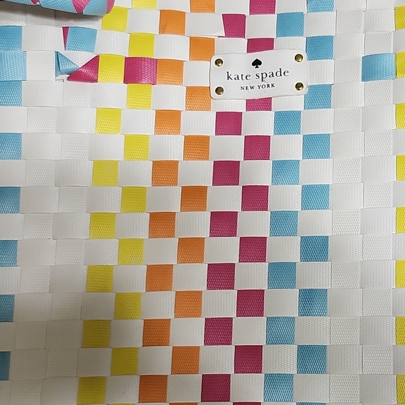 Large Woven Kate Spade Multicolor Beach Tote W/ Sunglasses Kate Spade BEACH - Picture 3 of 10